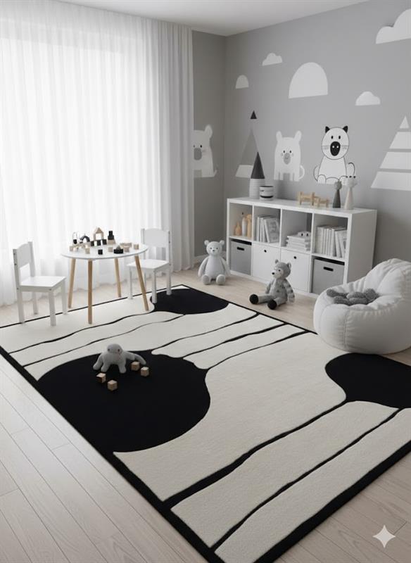 160- ALFOMBRA ROMANCE 170X240 BLANCO-NEGRO