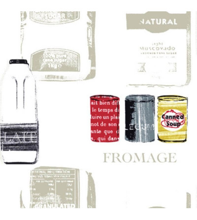 Tela Estor plegable cocina rojo gris verde latas