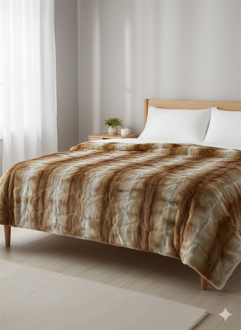 6- PLAID FAKE FUR PIZARRA 130X180