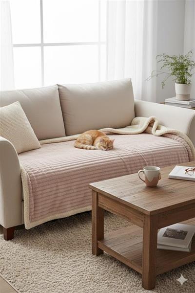 41- PLAID LINES MELANGE 130X160 C14 ROSA