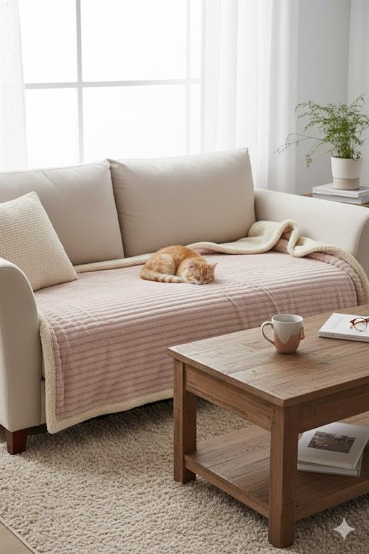 41- PLAID LINES MELANGE 130X160 C14 ROSA